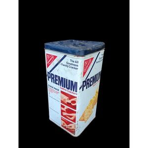 Vintage 1978 Nabisco Premium Saltine Crackers Tin Metal Advertising 15 oz Blue